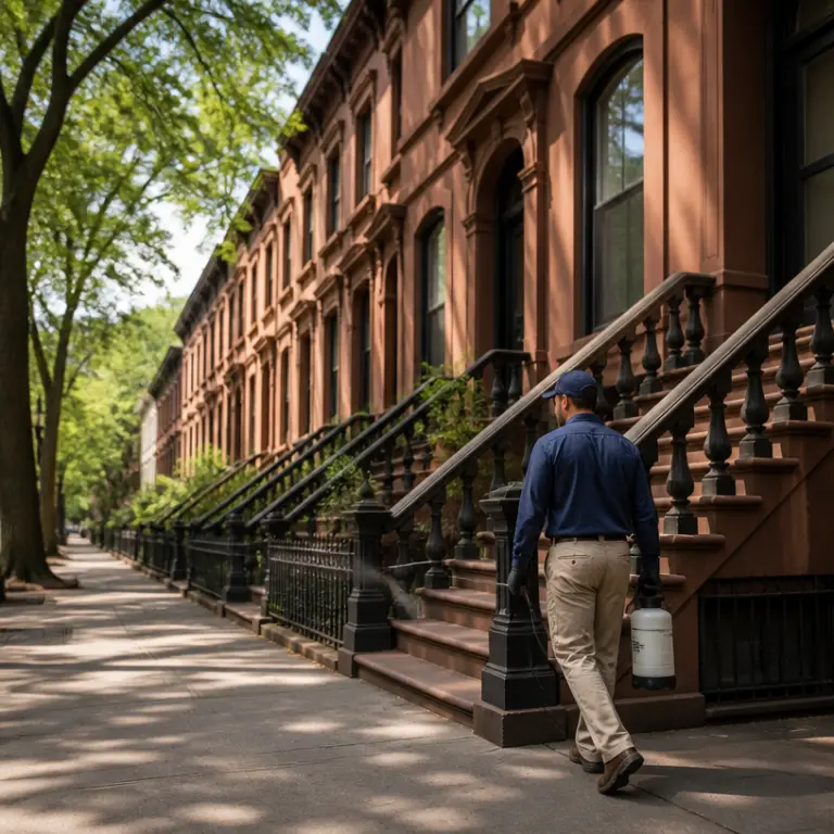 Pest control professional inspecting a property for general pest concerns in Brooklyn, New York