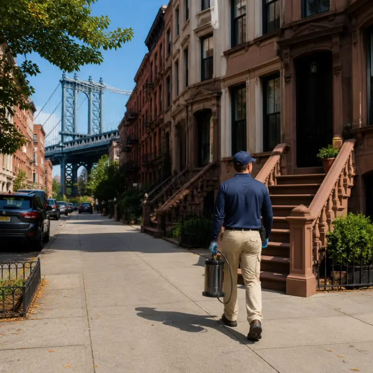 Professional roach control service being performed in a Brooklyn property
